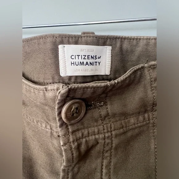 Citizens of Humanity Agni Army Green Cuffed‎ Utility Pants Trousers Size 28/6 - Picture 9 of 11